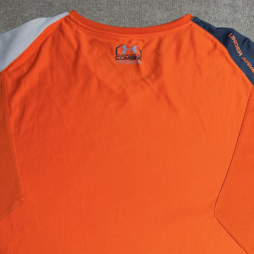 Under Armour Shirt Mens 3XL Orange Combine Training HeatGear V-Neck Gym Tee - Picture 12 of 16